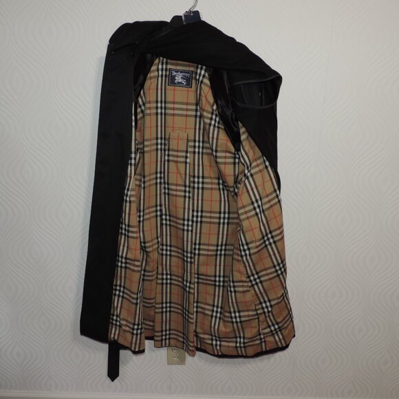 BURBERRY sz 10 Womens Black Blaydon Trench Single Breast w/ Wool Liner & Collar - Picture 13 of 16
